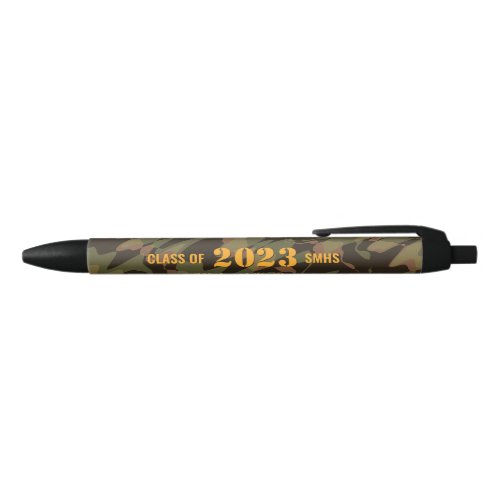 Personalized Graduate Camouflage Woodland Green Black Ink Pen