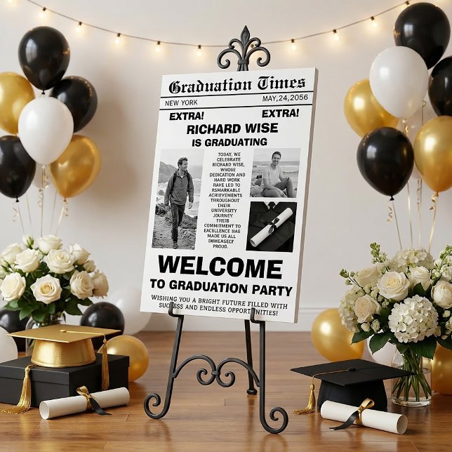 Personalized Graduate Celebration – Black & White  Foam Board (#GraduationSign #FoamBoardSign #PersonalizedGraduation #GraduateCelebration #CollegeGraduation #2026)