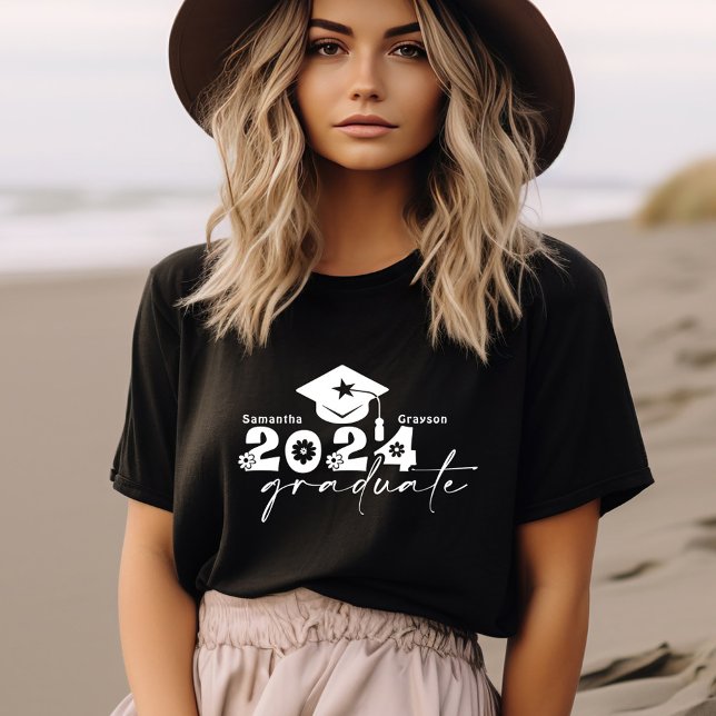 Personalized Graduate Class of 2024 Black & White T-Shirt (Creator Uploaded)