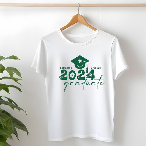Personalized Graduate Class of 2024 Dark Green T_Shirt