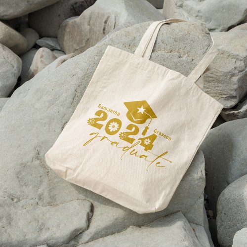 Personalized Graduate Class of 2024 Gold Tote Bag