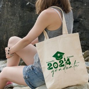 Personalized Graduate Class of 2024 Green Tote Bag