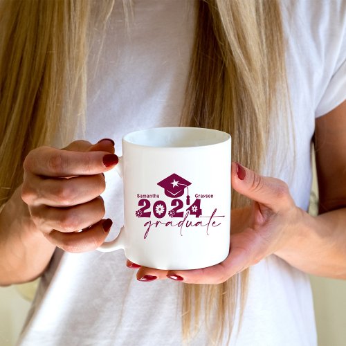 Personalized Graduate Class of 2024 Maroon Coffee Mug