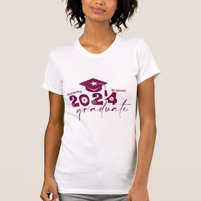Personalized Graduate Class of 2024 Maroon T-Shirt (Front)