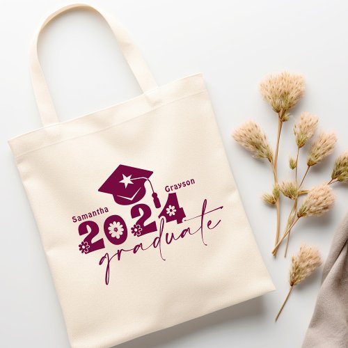 Personalized Graduate Class of 2024 Maroon Tote Bag