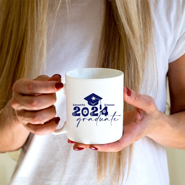 Personalized Graduate Class of 2024 Navy Blue Coffee Mug (Creator Uploaded)