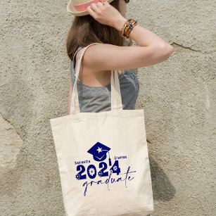 Personalized Graduate Class of 2024 Navy Blue Tote Bag