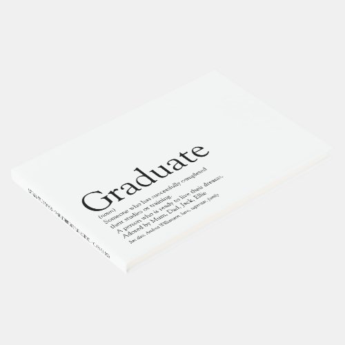 Personalized Graduate Definition Black And White Guest Book