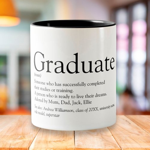 Personalized Graduate Definition Black And White Two_Tone Coffee Mug