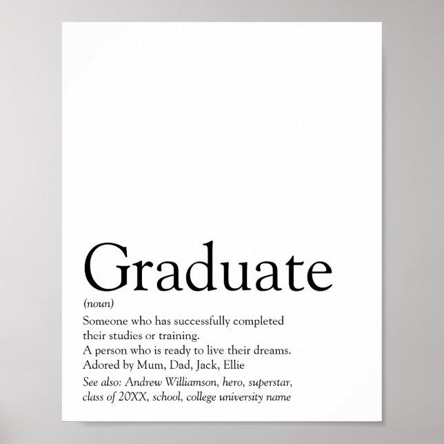 Personalized Graduate Definition Modern Poster (Front)