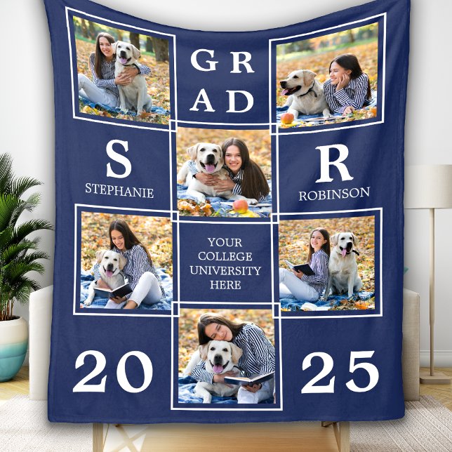 Personalized Graduate Keepsake Photo Collage Fleece Blanket (Creator Uploaded)