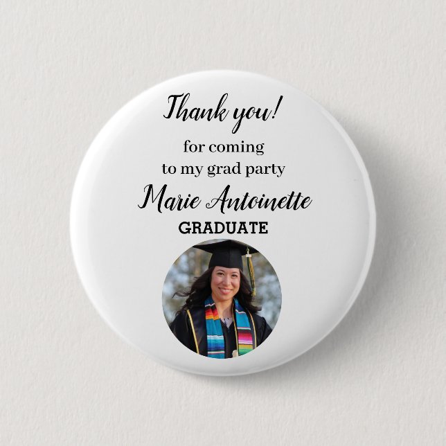 Personalized Graduate Modern Photo Button (Front)