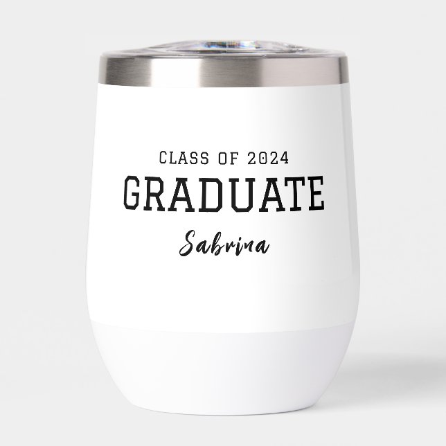 Personalized Graduate Name And Photo  Thermal Wine Tumbler (Front)