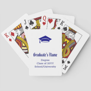 Personalized Graduate Name Cap Tassel Navy Blue Poker Cards