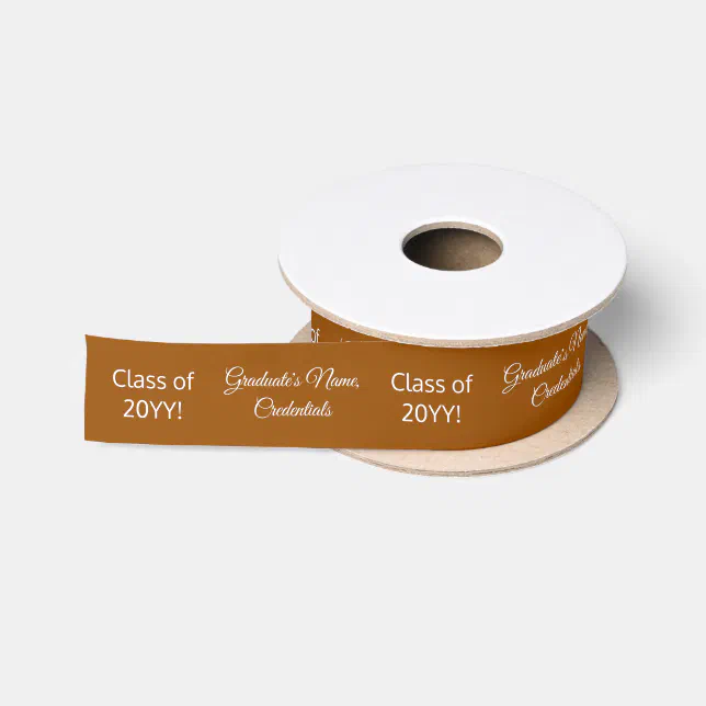 Personalized Graduate Name Degree Class Brown Satin Ribbon | Zazzle