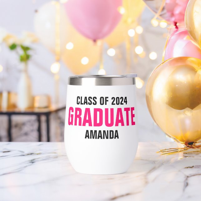 Personalized Graduate Name Thermal Wine Tumbler (Bachelor Party)