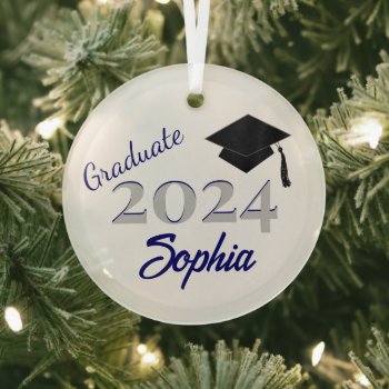 Personalized Graduate Ornament Blue by NightOwlsMenagerie at Zazzle