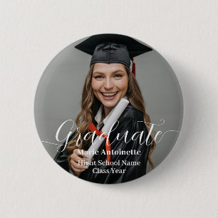 Personalized Graduate Photo Elegant Graduation Button