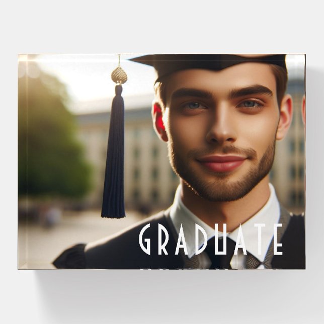 Personalized Graduate Photo Glass Graduation Gift Paperweight (Front)