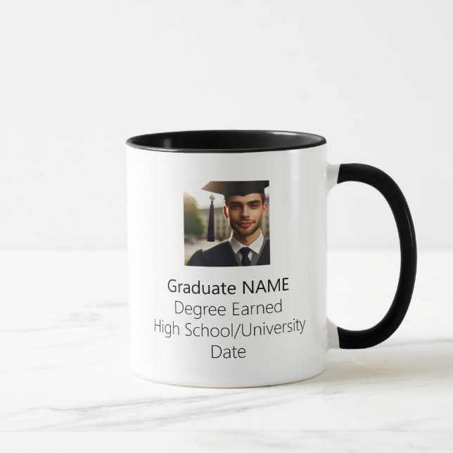 Personalized Graduate Photo Graduation Black Mug (Right)