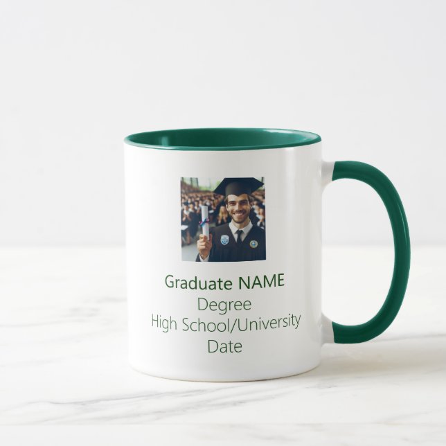 Personalized Graduate Photo Graduation Green Mug (Right)