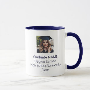 Personalized Graduate Photo Graduation Navy Blue Mug