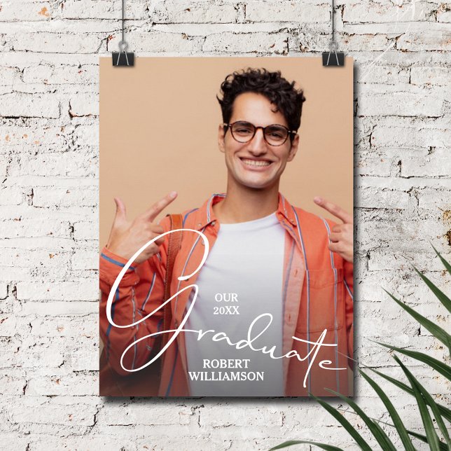 Personalized Graduate Script Photo Poster (Personalized Graduate Script Photo Poster, INSTANT DOWNLOAD and/or PRINTED)