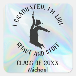 Personalized Graduation 2025 Iridescent Square Sticker