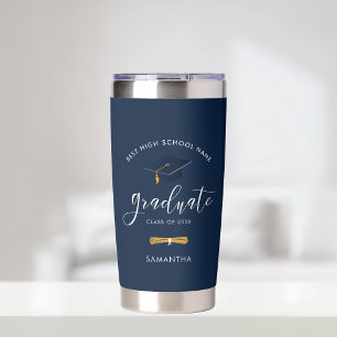 Personalized Graduation 2025 Navy Blue Insulated Tumbler