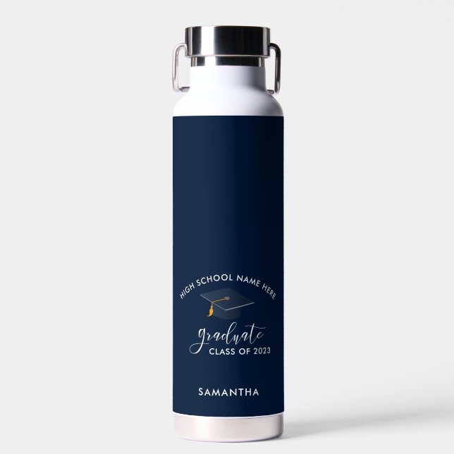 Personalized Graduation 2026 Navy Blue High School Water Bottle