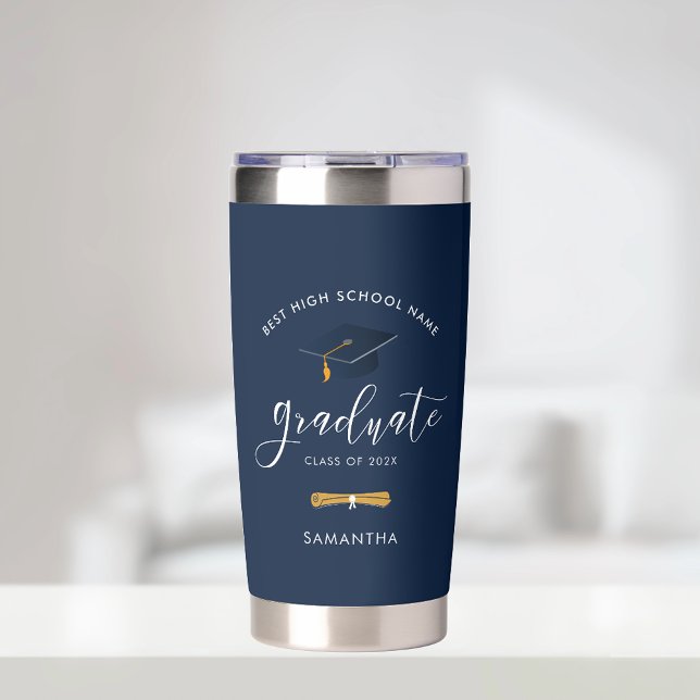 Personalized Graduation 2026 Navy Blue Insulated Tumbler (Personalized Graduation 2025 Navy Blue Insulated Tumbler)