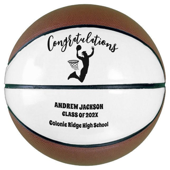 Personalized Graduation Basketball, Graduate Gift Basketball (Front)