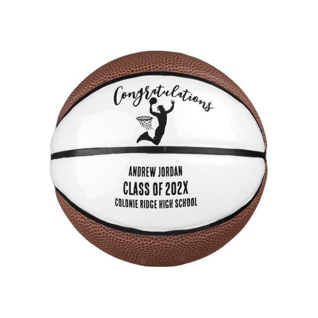 Personalized Graduation Basketball, Name Mini Basketball (Front)
