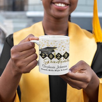 Personalized Graduation Black & Gold 20xx Coffee Mug by CelestialTidings at Zazzle