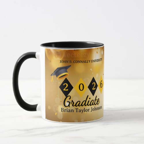 Personalized Graduation black & Gold Coffee Mug