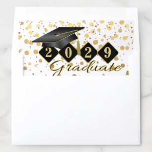 Personalized Graduation Black & Gold Confetti Envelope Liner