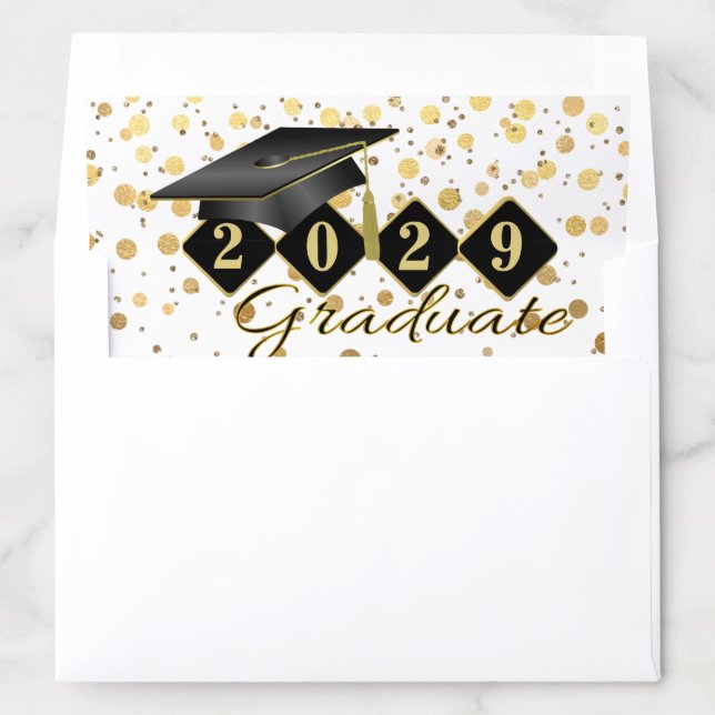 Personalized Graduation Black & Gold Confetti Envelope Liner (In Envelope)