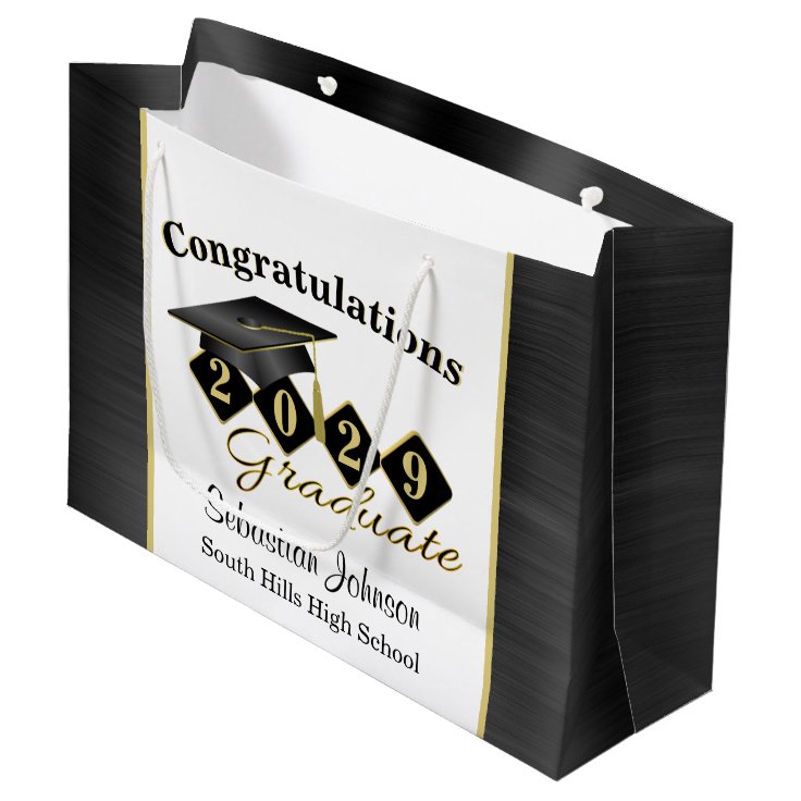 Personalized Graduation Black & Gold Large Gift Bag | Zazzle