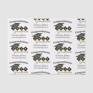 Personalized Graduation Black & Gold Tissue Paper