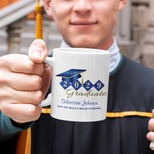 Personalized Graduation  Blue  Gold 20XX Coffee Mug