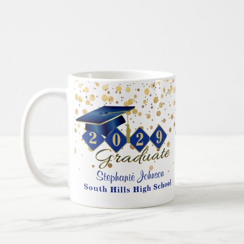 Personalized Graduation  Blue  Gold Coffee Mug