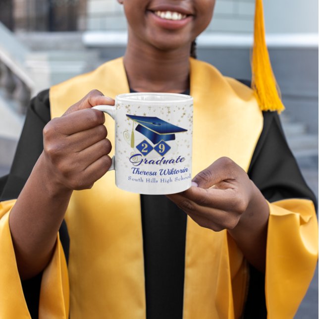 Personalized Graduation Blue & Gold Coffee Mug (Personalized Graduation Blue & Gold Coffee Mug)