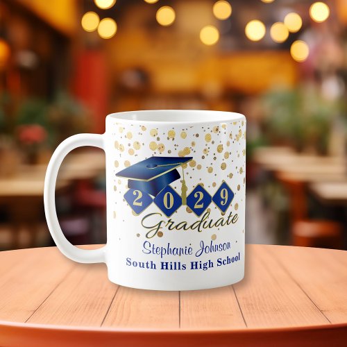 Personalized Graduation  Blue  Gold Coffee Mug