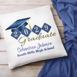 Personalized Graduation Blue &amp; Gold Throw Pillow at Zazzle
