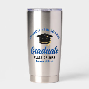 Personalized Graduation Blue Graduate Name Gift Insulated Tumbler