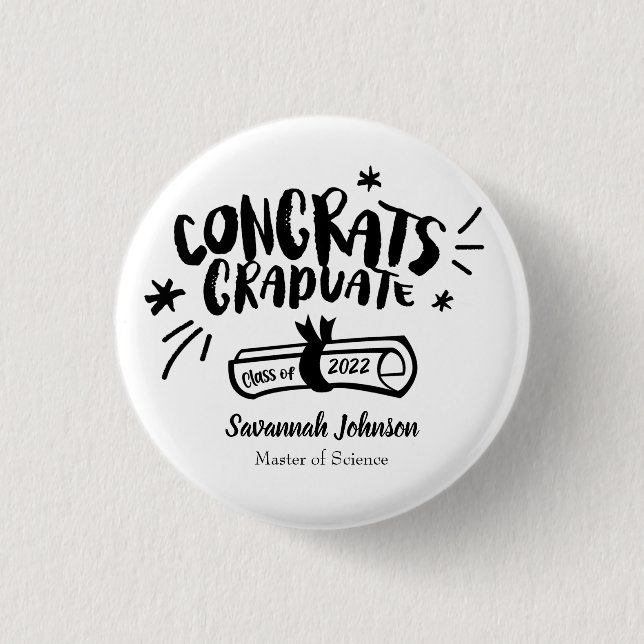 Personalized Graduation Button, Congrats Graduate Button (Front)