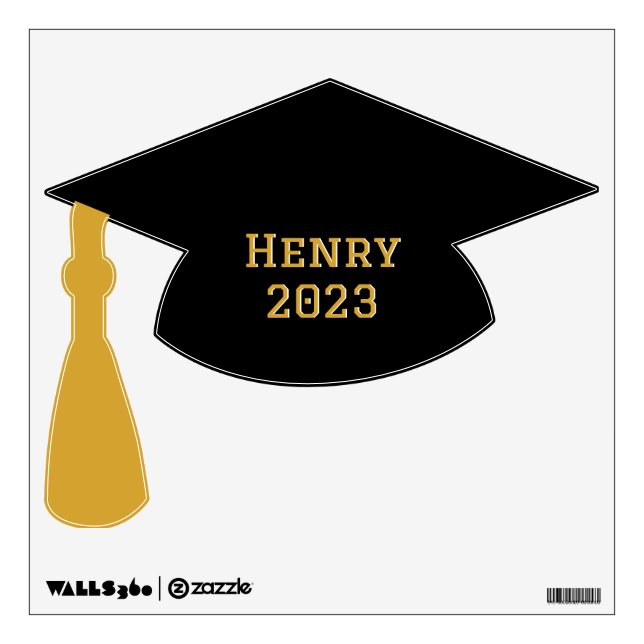 Personalized Graduation Cap Gold Wall Decal Sign  (Front)