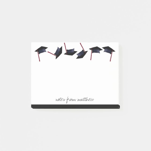 Personalized Graduation Caps Gone Wild B&W Post-it Notes (Front)