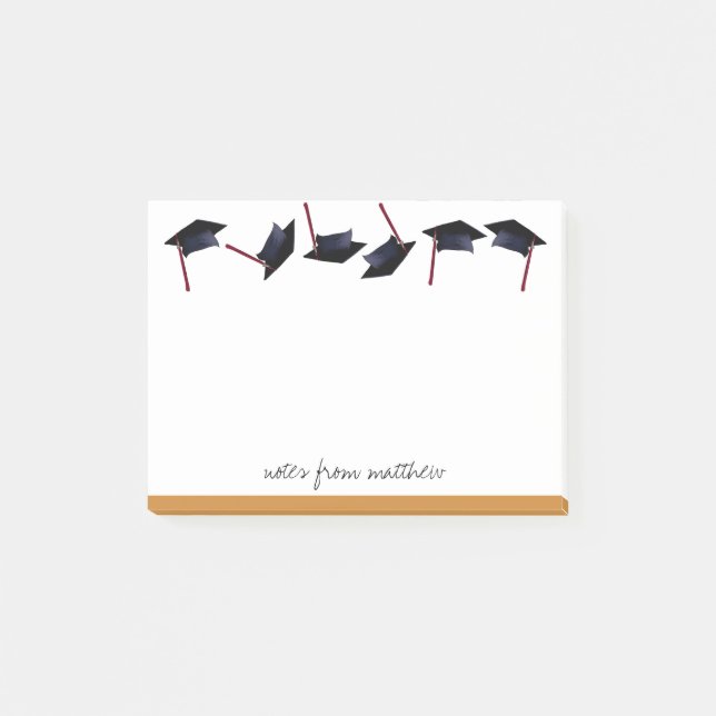 Personalized Graduation Caps Gone Wild Faux Gold Post-it Notes (Front)