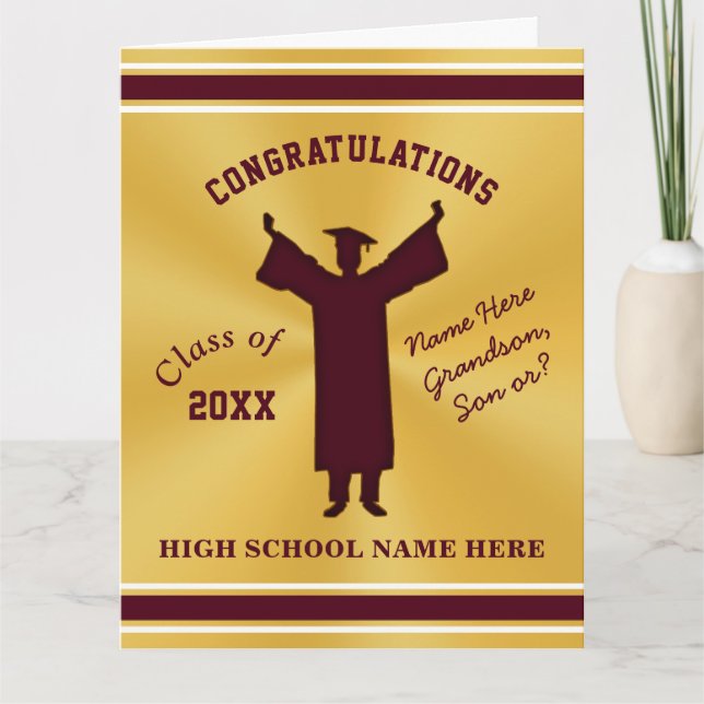 Personalized, Graduation Card for Son, Grandson or (Front)